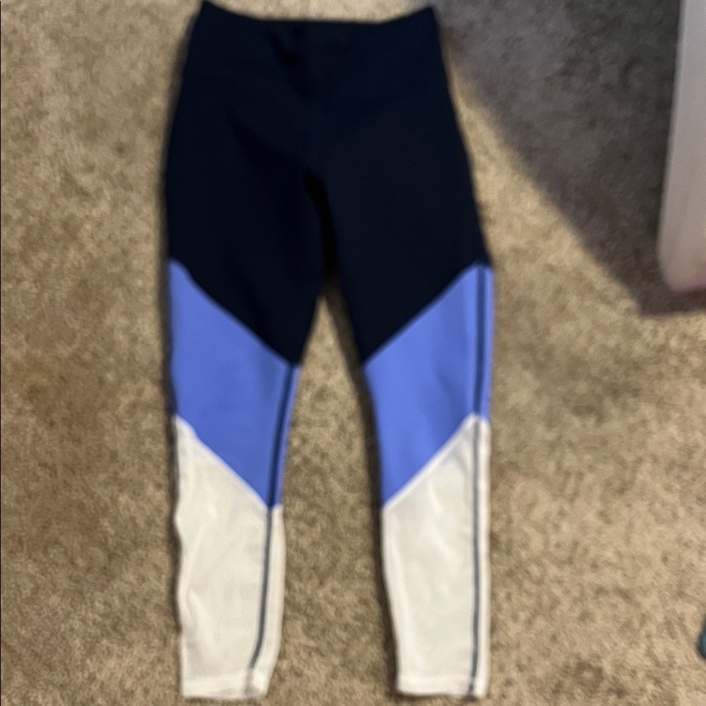 Colorblock Leggings in Black, Blue, and White
